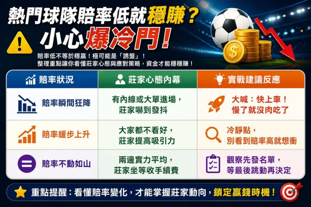 圖片以「運彩數據分析不求人」為主題，結合足球賽事、賠率走勢圖與電腦分析介面，呈現數據派玩家常見的研究方式。畫面重點包含傷兵名單、主客戰績、賠率變化與數據分析抓趨勢等核心元素，透過放大鏡聚焦盤口變化，強調即時觀察的重要性。下方加入精準抓牌、高勝率策略與風險控管等觀念，營造專業運彩分析與理性投注氛圍。整體適合作為運彩數據分析、足球賠率研究、抓牌技巧與SEO文章配圖使用。