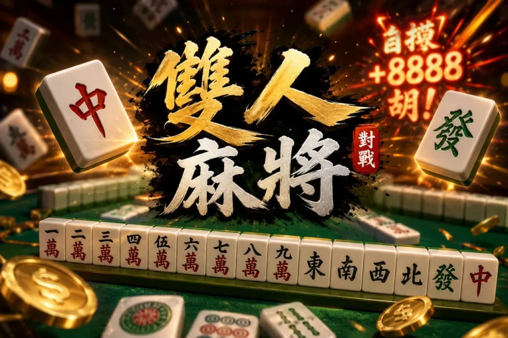 雙人麻將對戰玩法與真人胡牌場景示意圖