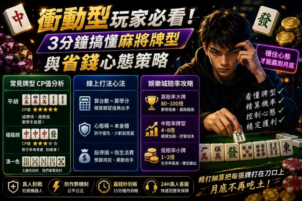 麻將牌型教學與省錢心態策略實戰整理圖