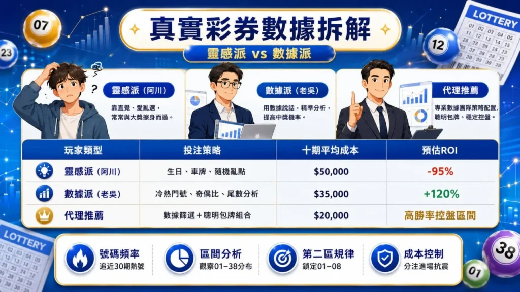 威力彩數據分析教學圖片，解析威力彩數據拆解與冷熱門號碼分析邏輯