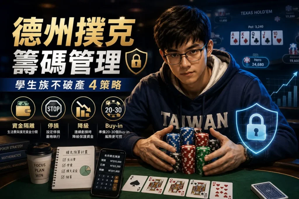 德州撲克籌碼管理與學生族不破產4項策略封面