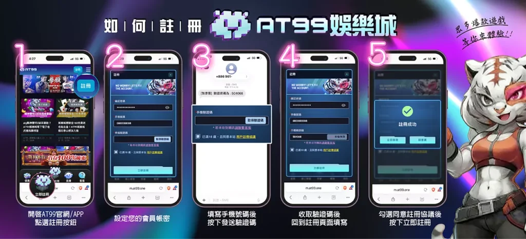 at99 註冊步驟示意圖｜會員註冊流程說明